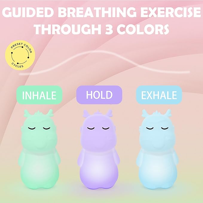 'Breathing Loong' Guided Visual Meditation Tool, Calming Corner Breathing Light, ADHD Stress Anxiety Relief, Mindfulness Gift, Sleep Aid Device with Night Light, Use for School Counselor Office