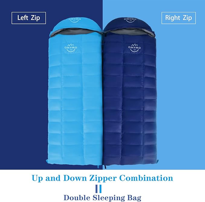0 20 Degrees F Down Sleeping Bag for Adults,4 Season Cold Weather Rectangle Wearable Down Sleeping Bag for Camping Hiking,Can be Used as Blanket Quilt or Cloak,with Mesh Sack Buckle Strap