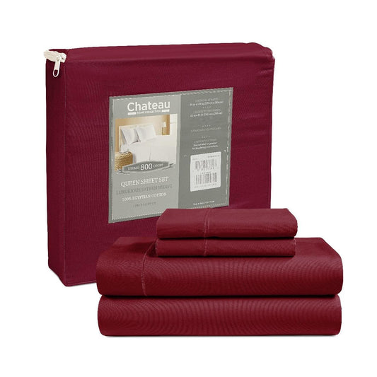 Egyptian Cotton Sheets For Queen Size Bed Deep Pocket Queen Sheets Fits Upto 17" Mattress, 800TC Sateen Weave 4 PC Soft and Comfortable Cotton Bedsheet All seasons, No Lint Machine Washable - Burgandy
