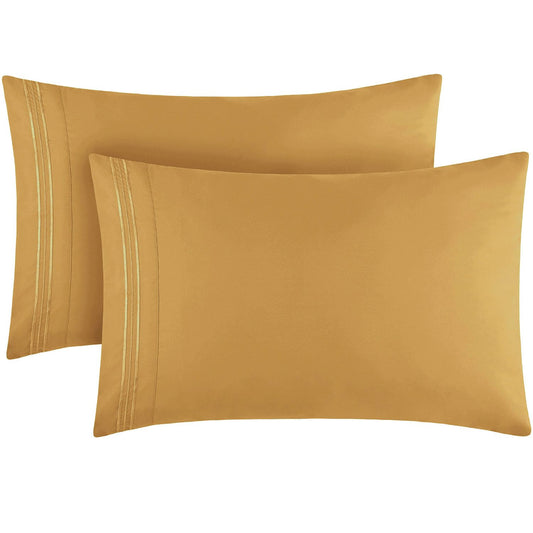 Mellanni Pillow Cases - Luxury, Extra Soft, Cooling Pillow Covers - 2 PC Iconic Collection Pillowcases - Envelope Closure (Standard/Queen 20" x 30", Gold)
