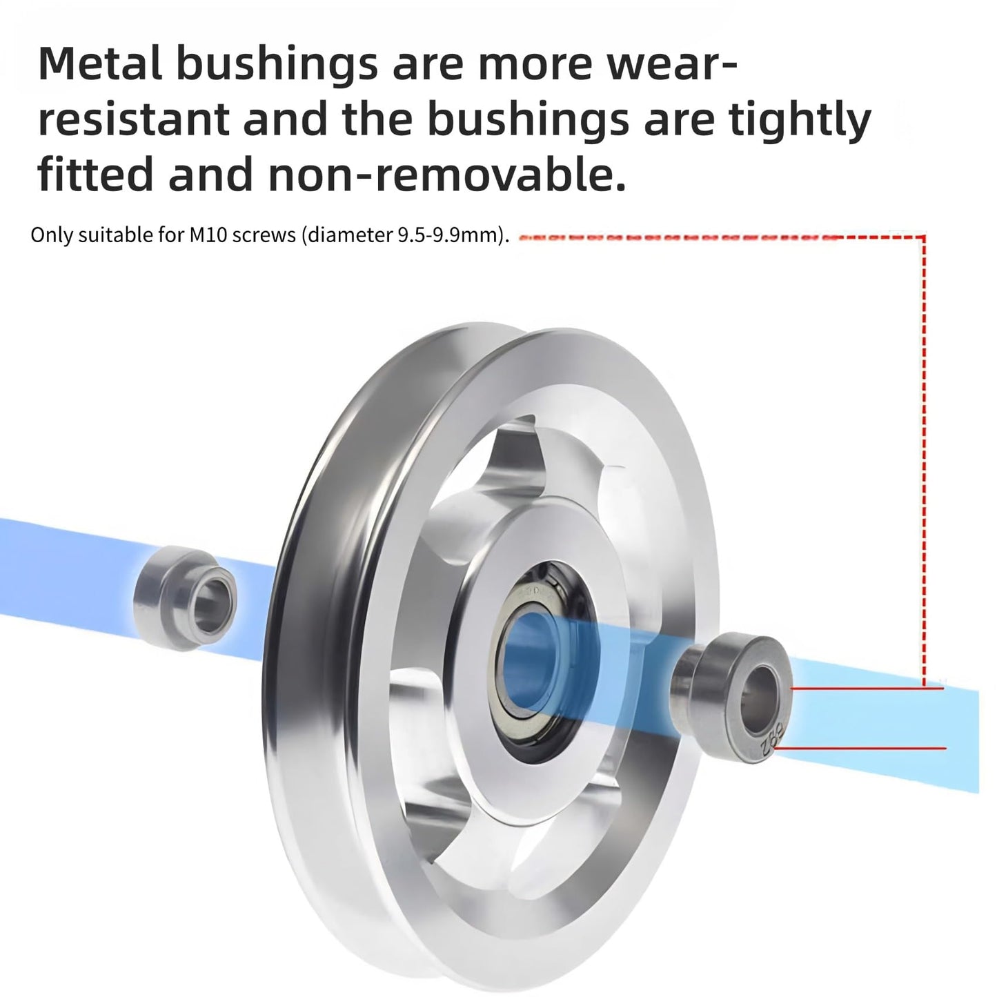Ezweiji Cable Pulley Wheel, 114-115mm Universal Aluminum Alloy Pulley Wheel for Home Gym Exercise Strength Training Equipment