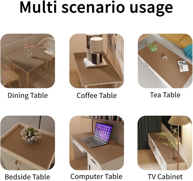 Leather Table Cover,1.8mm Thick,40x40 Inch Table Protector,Table Protector for Dining Room Table,Dining Table Cover,Table Cover Protector.(Mud Color+Champagne Gold,40x40)