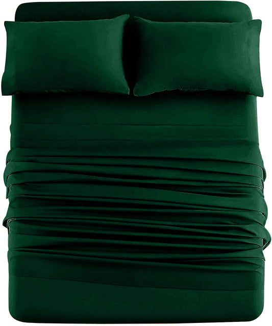 DAN RIVER King Jersey Sheet Set | Luxury 100% Cotton Bed Sheets | T-Shirt Sheets | All Season Bedding | Soft Comfortable Deep Pocket Jersey Cotton Bed Sheets (4Pc, King, Hunter Green)