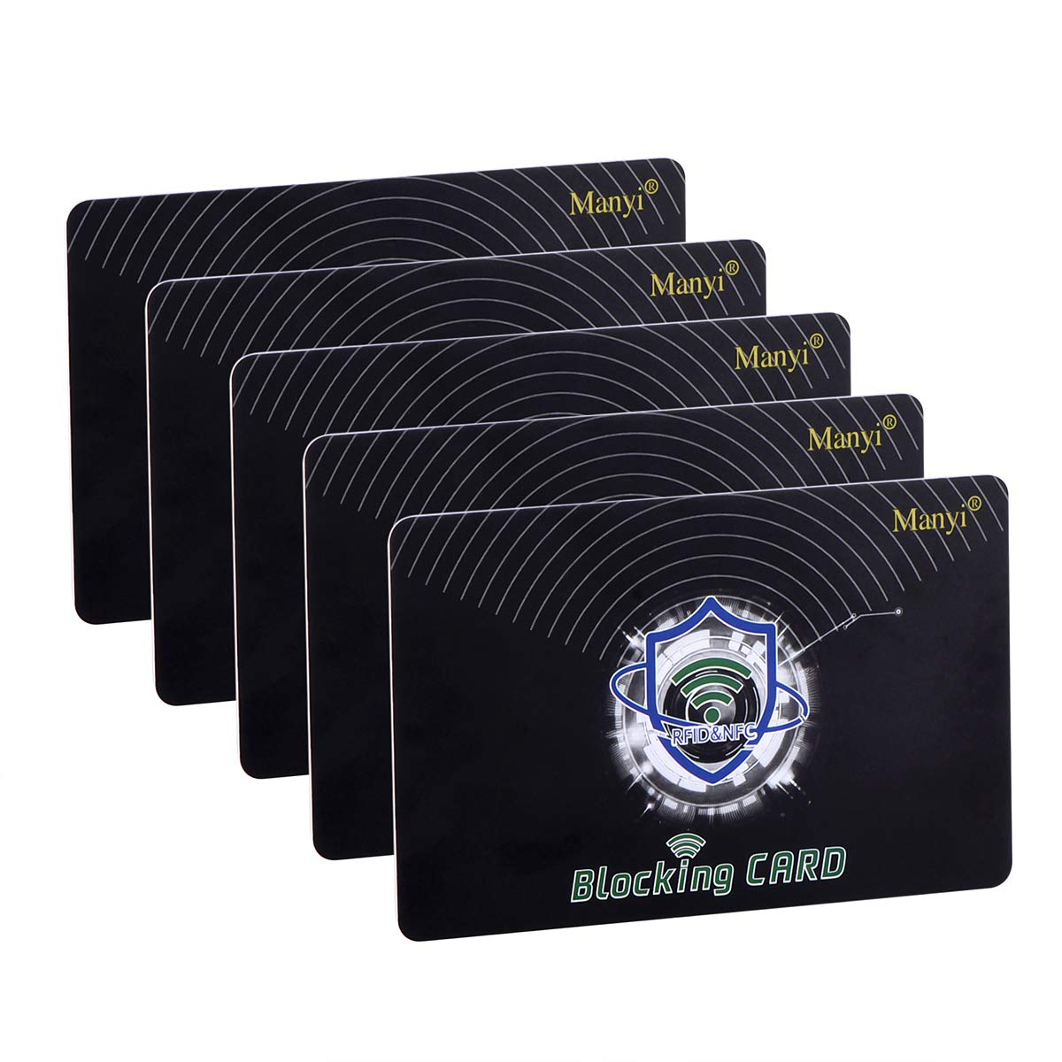 5Pcs RFID Blocking Card, Protection Entire Wallet and Purse Shield, Contactless NFC Bank Debit Credit Card Protector Blocker (Blue)