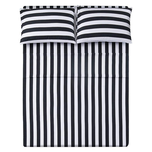 Best Season Stripe Sheet Set-4 Piece Super Soft Microfiber Bedding-Deep Pocket, Stain, Fade & Wrinkle Resistant(Full Size,Black&White)
