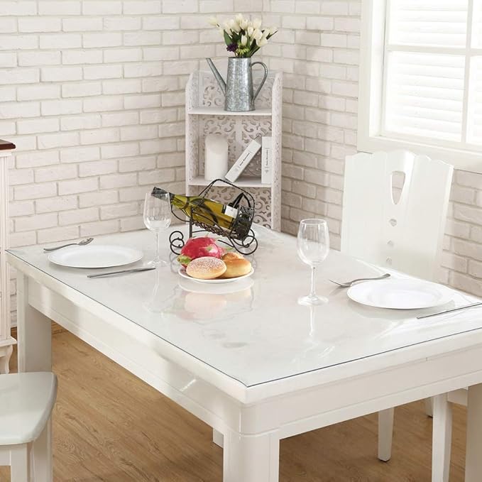 NECAUX Custom 18 x 43.4 Inch Clear Desk Cover Protector, 1.5mm Thick Plastic Desk Pad, Desk Protector, Desk Mat on top of Desk, Clear Table Cover Protector for Coffee Table, Sofa Table, Media Stand
