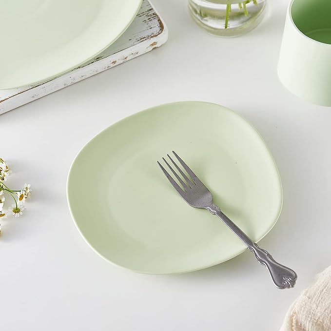 Stone lain Delilah Salad Plate 6-Piece Dish Set, Porcelain, Lime Green