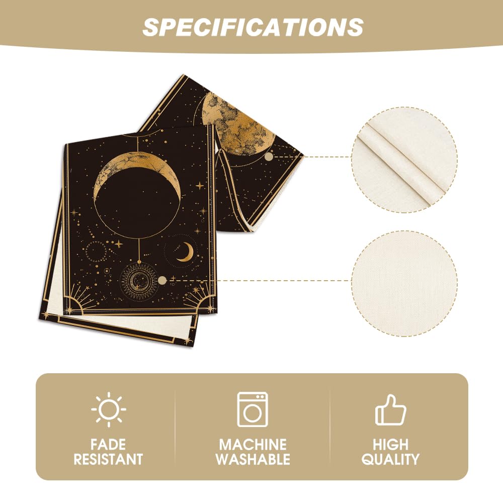 Artoid Mode Astrology Moon Magic Art Table Runner, Seasonal Mystical Gothic Kitchen Dining Table Decoration for Home Party Decor 13x48 Inch