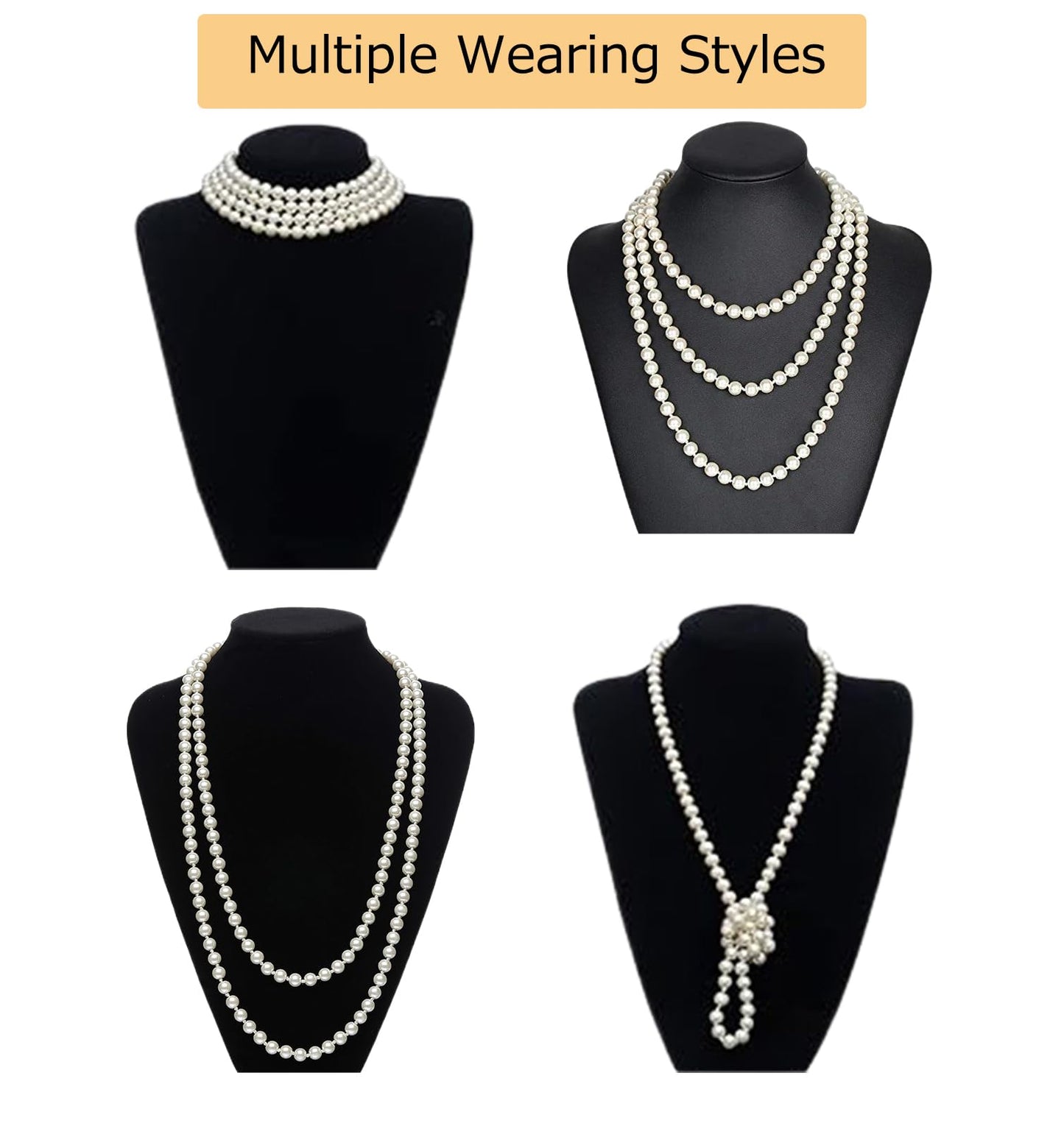 1920s Flapper Accessories Set, Roaring 20s Accessories Women Feather Headpiece Necklace Earrings Long Gloves,Black Gold