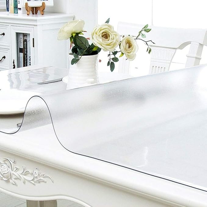 NECAUX Custom 28 x 67 Inch Frosted Table Cover Protector, 1.5mm Thick Plastic Waterproof Heavy Duty Desk Pad Mat Tablecloth Protector for Coffee Table Sofa Table Media Stand Countertop Dining Table