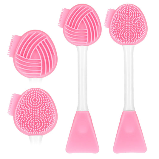 JIEYAO 2Pcs Silicone Face Scrubbers, Face Mask Brush Face Mask Applicator Exfoliating Lip Brush Facial Cleansing Brushes with Bristles Exfoliator Blackhead Skin Care Tool for Women