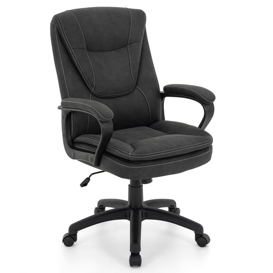 422 High Back Executive Office Chair with Lumbar Back Support Back Breathable Leathaire Ergonomic Computer Chair with Padded Armrests and Wheels, Premium Double Cushion(Black)
