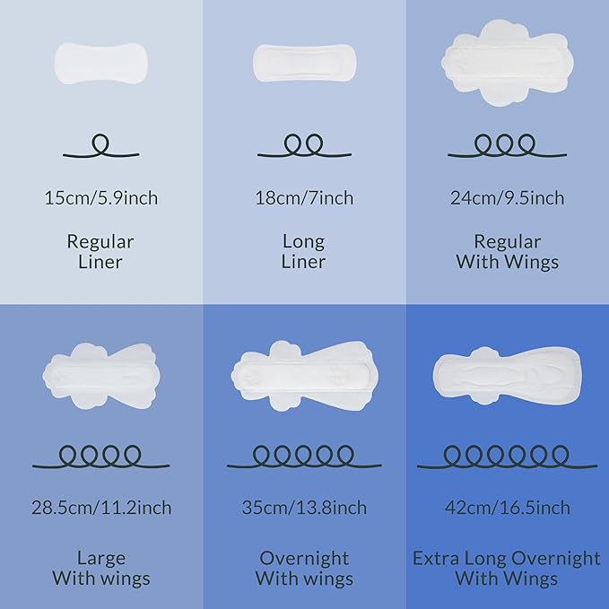 100% Organic Super Long Overnight Pads With Wings, Heavy Sanitary Napkins for Women Ultimate Absorbency, Ultra Thin Cotton Period Menstrual Pads (Extra Long, Size 6, 30ct)