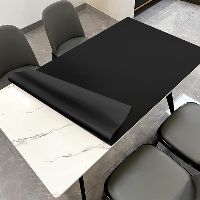 Dining Table Cover - 42x74 Inch Waterproof Easy to Clean Can Conceal Flaws Protector The Table Top from Scratches Used for Dining (Black+Black 42x74)