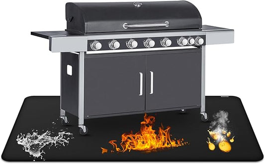 30 x 48inch Grill Mat for Outdoor Grill,Double-Sided Fireproof Grill Pad,Perfect for Outdoor Barbecue Spots,Fireproof, Waterproof, and Oilproof BBQ Protector for Decks and Patios