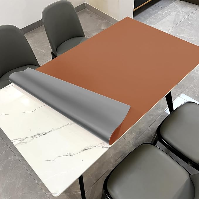 Table Cover Rectangle for Dining Room Table - Can Be Used On Both Sides Waterproof and Easy to Clean Good Flatness Used for Dining Table(Brown+Gray 44x96)