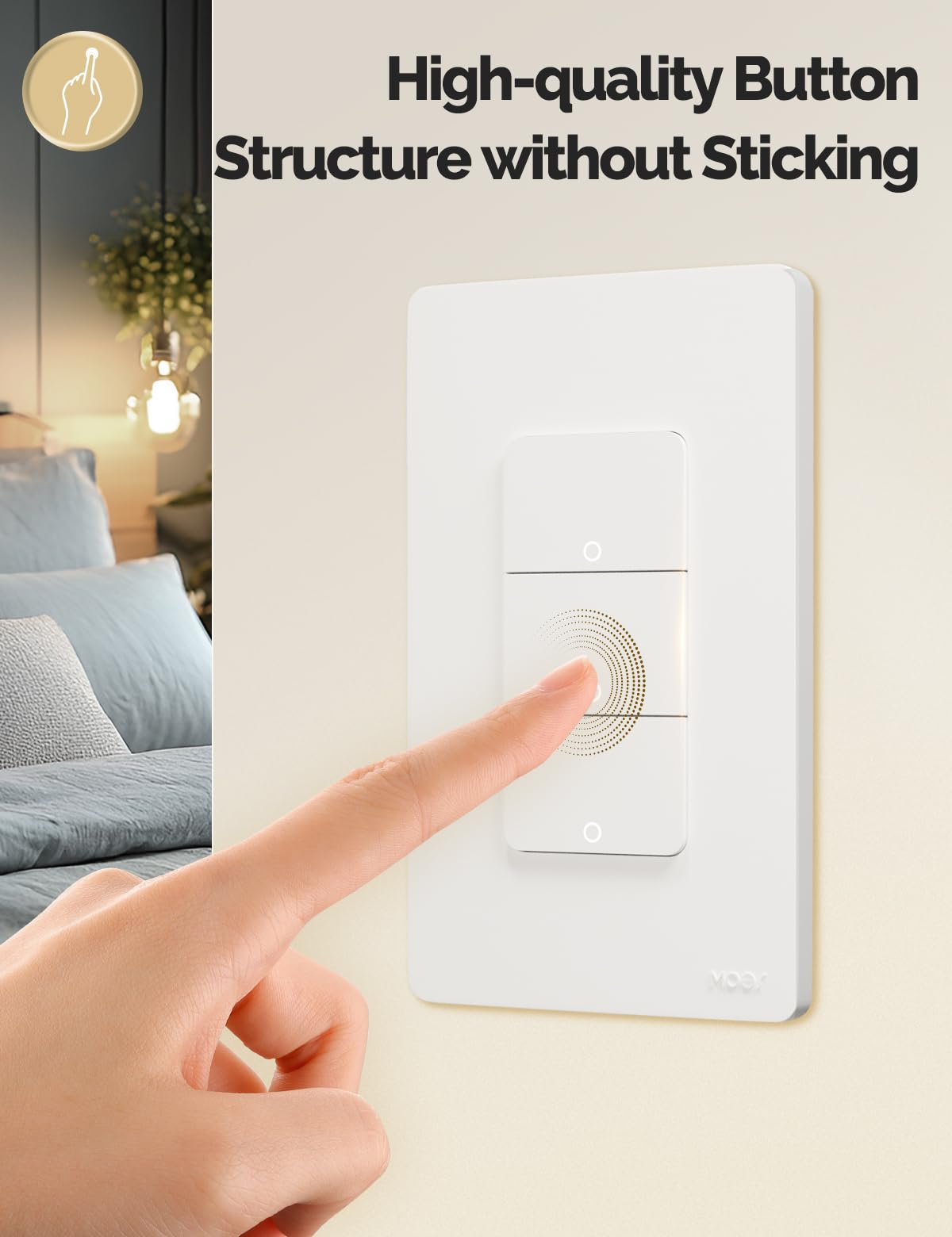 MOES Smart Double Light Switches, Matter-WiFi 2 Gang Single Pole Switch, Netural Wire Required, 2.4GHz Switch Combo Compatible with Alexa Google Assistant, Remote Control