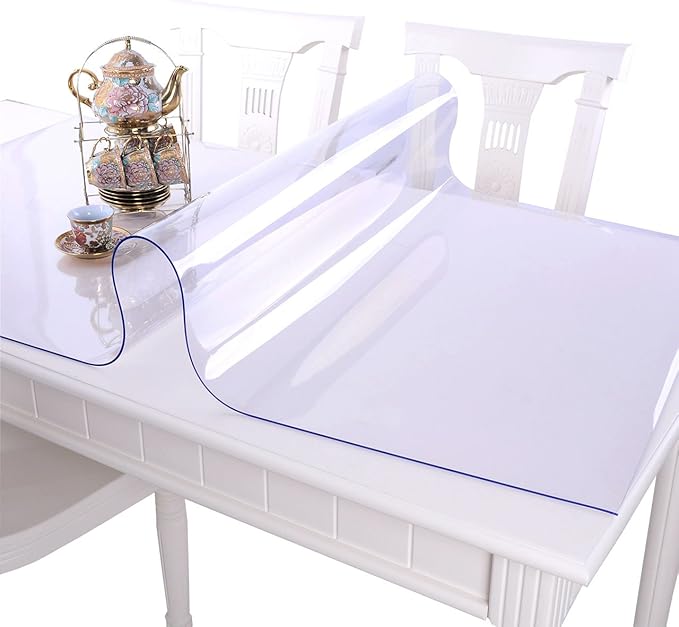 NECAUX Custom 40 x 115 Inch Clear Table Cover Protector, 1.5mm Thick Wood Grain Transparent Table Pad Non-Slip Tablecloth Plastic Protective Pad for Dining Room Table Conference Table Meeting Table