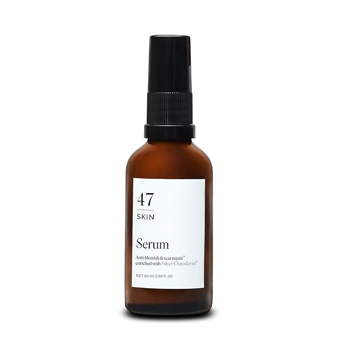 47 Skin Hydrating Face Serum for Clearing Acne and Scars, Anti-Blemish & Scar Repair Serum Skincare Treatment with Silver Chitoderm Smooth Skin Moisturiser Serum for All Skin Types (1.69 oz)