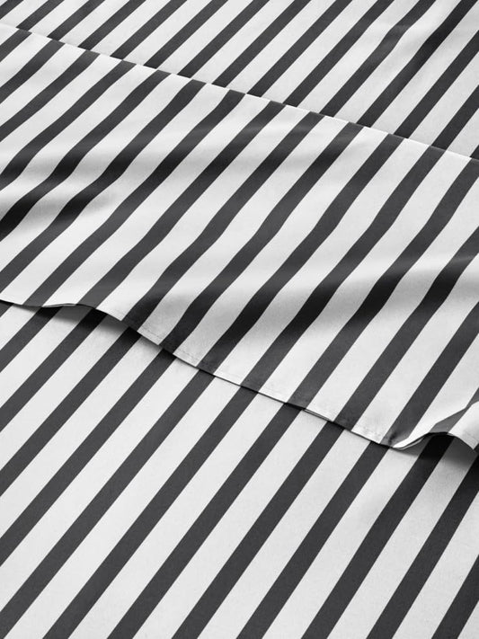 Striped Sheets - Grey Striped Sheets - 1 Flat & 1 Fitted & 2 Pillowcases w/ Deep Pockets – Comfy, Wrinkle & Fade Free - Ultra-Soft, Breathable & Cooling – Luxury Pinstripe Bedding - King Size Bed Set