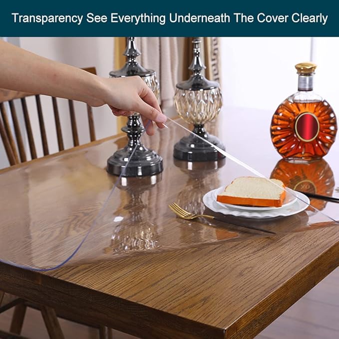 32x60 in Dining Room Table Protector Clear PVC Table Cloths for Coffee Play Game Sofa Garden Tabletop Craft Table Runner Scratchproof Water Resistant Easy Clean Wipeable Office Desk Top Protection