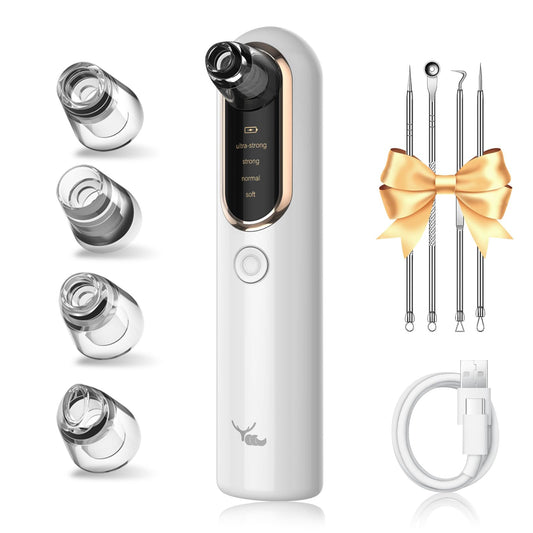 Yccu Blackhead Remover Vacuum Pore Extractor Black Head Remover for Face&Nose Blackhead Extractor Pore Vacuum Pimple Extractor Tool Pore Cleaner with USB Charge 4 Modes 5 Suction Heads for Women&Men