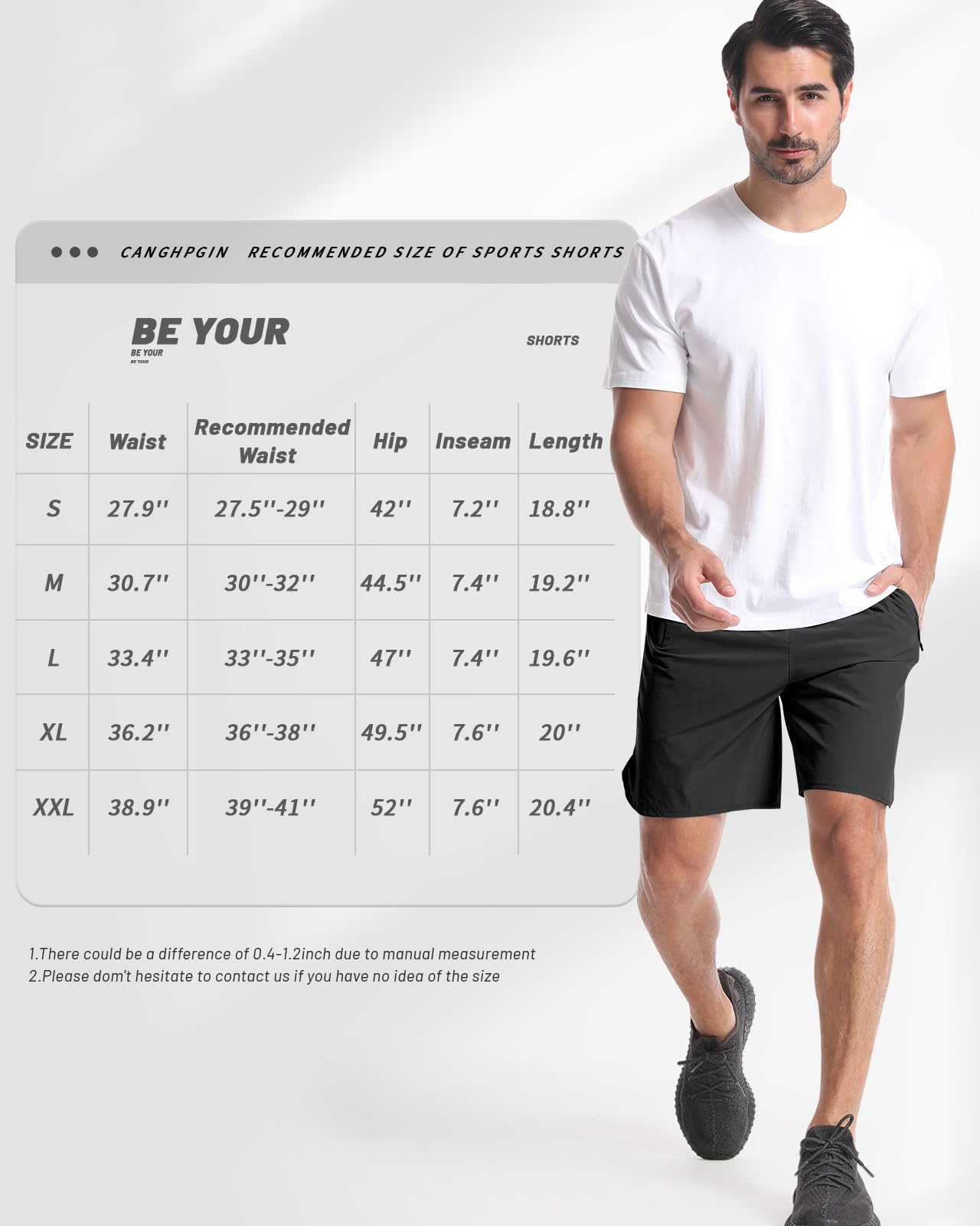 CANGHPGIN 2 Pack Mens Workout Athletic Shorts 7 inch Inseam Quick Dry Hiking Shorts Men Lightweight Sports Gym Shorts Running Khaki/Black
