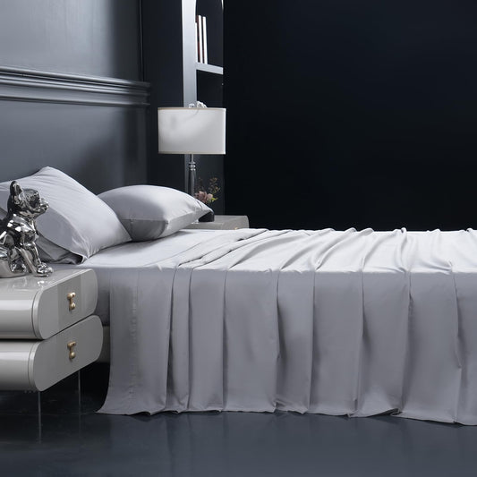 Bedlifes 1200 Thread Count Egyptian Cotton Sheets King Size Set-100% Cotton Bed Sheets-Luxury Hotel Cooling Sheets-Breathable Soft Smooth-Sateen Weave-16 Deep Pocket-Silver Grey-King