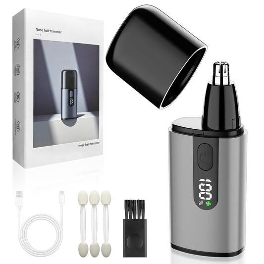 Ssoiew Nose Hair Trimmer for Men Women, Electric Nose Hair Trimmer with LED Display Fast Charging Built-in Battery and Dual-Edge Blades 12000 RPM, Portable Painless Design USB Rechargeable