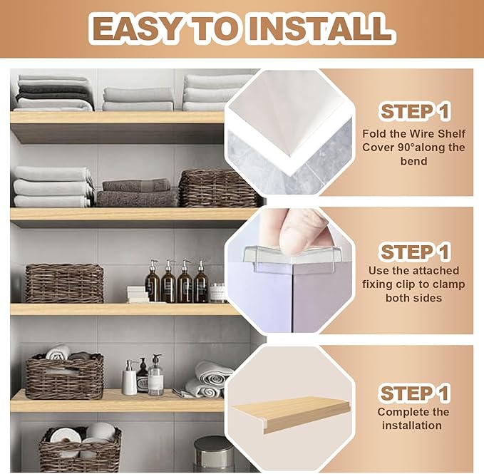 5 Pcs Wire Rack Covers 32x16x2.5 inch PVC Pantry Shelf Cover 0.31 inch Thick Removable Closet Wire Rack Shelf Covers,Decoration Kitchen Bathroom Office Shelving (Wood Color,32x16x2.5inch)