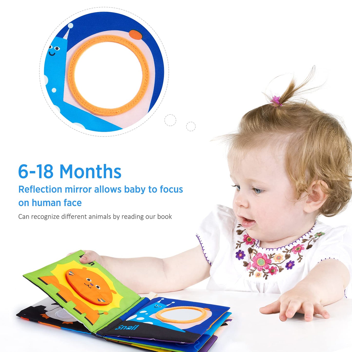 beiens Soft Baby Books, High Contrast Black and White Books NonToxic Fabric Touch and Feel Crinkle Cloth Books Early Educational Stimulation Toys for Infants Toddlers, Baby Girl & Baby Boy Gift Animal