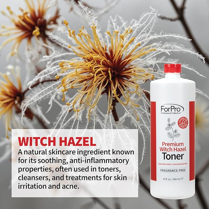 ForPro Premium Witch Hazel Toner, Alcohol-Free, Naturally Soothe, Tone & Hydrate Skin, Vegan, Fragrance-Free, 32 Fl Oz