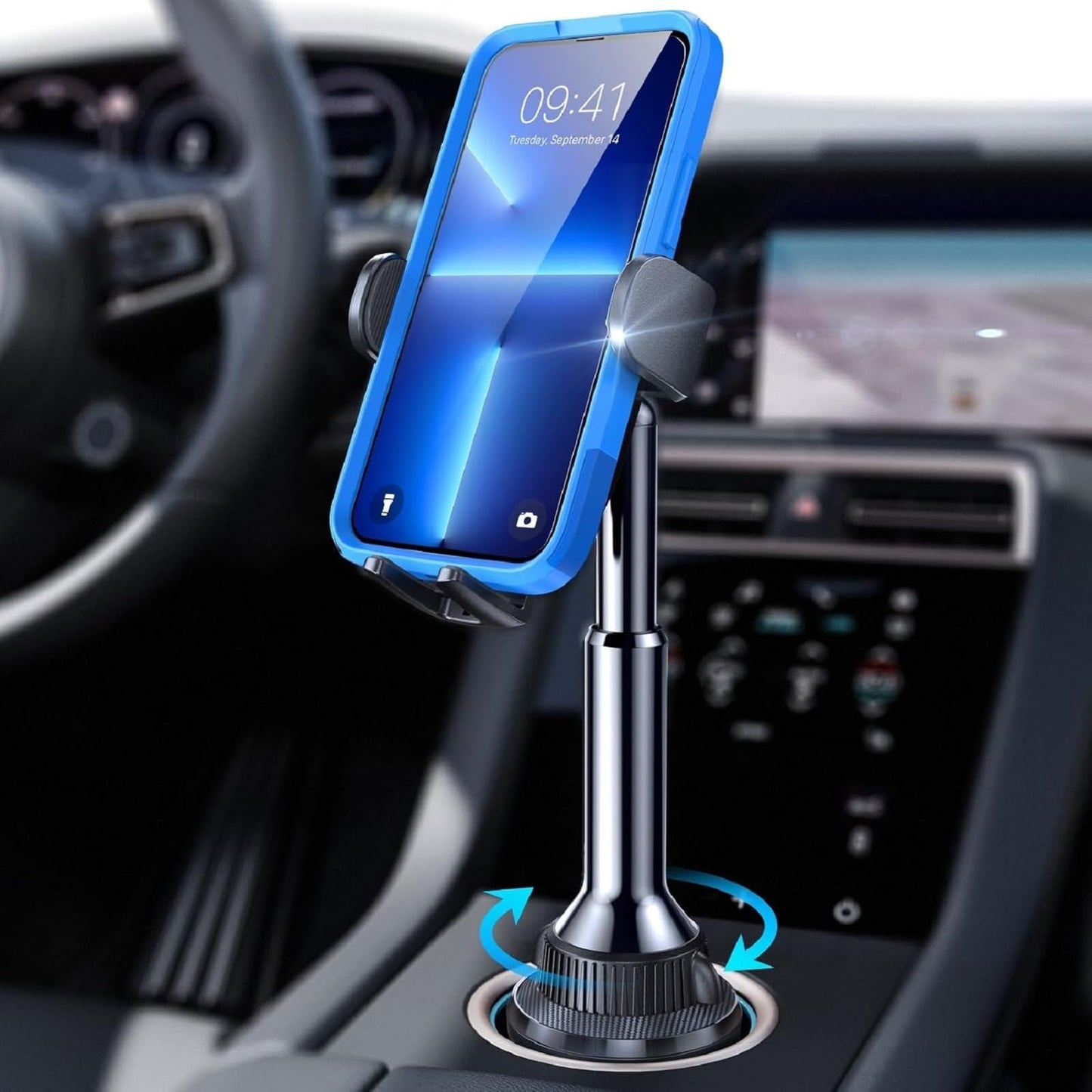 LISEN Cup Phone Holder No Shaking Phone Holder for Car, 360° Adjustable iPhone Holder for Car Accessories for Women Truck Jeep Golf for iPhone 16e 16 15 14 13 Pro Max Samsung S25 All 4-17'' Phone