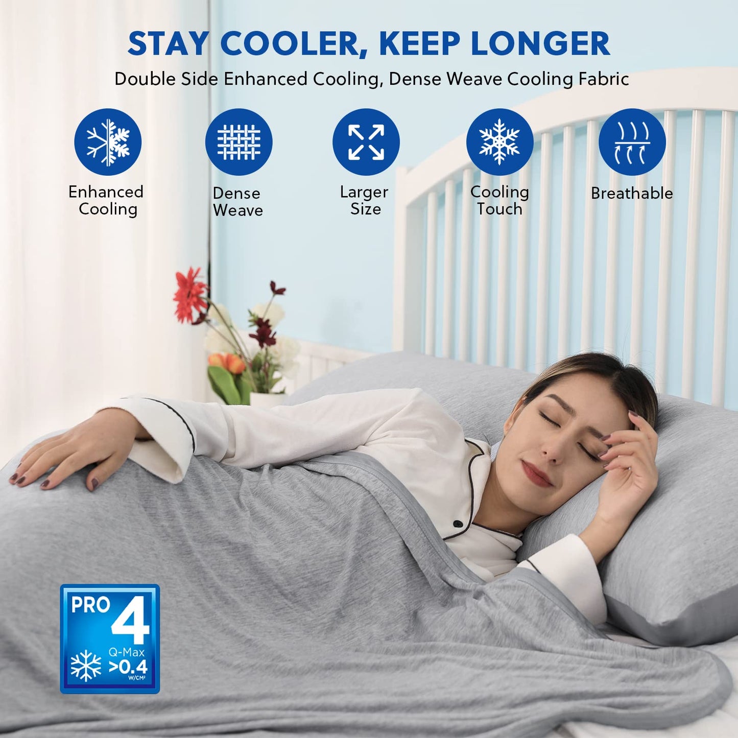 HOMFINE Cooling Blankets for Hot Sleepers - Summer Blanket Thin Lightweight Breathable Soft Double Side Enhanced Cooling for Bed Couch Sofa, Keep Cool for Night Sweats (Grey, 60 x 80 inches)