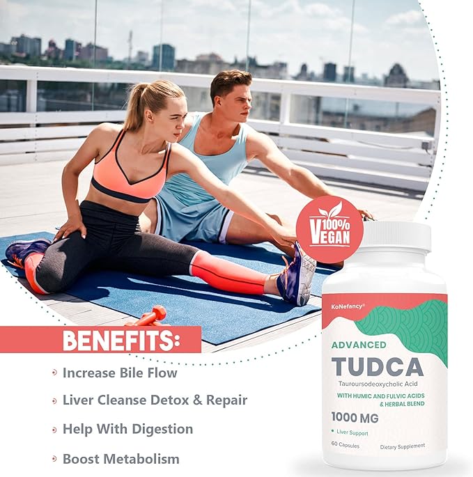 TUDCA Liver Supplements 1000 mg-Bile Salts for Liver Cleanse Detox-Milk Thistle Herbal Blend with Fulvic and Humic Acid for Liver,Digestive Health,120 Vegan Capsules