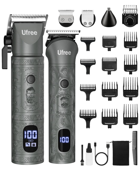 Ufree Beard Trimmer for Men Professional with Hair Clippers, Barber Clippers and Trimmers Set, Electric Razor Shavers for Men, Cordless Mens Grooming Kit for Nose, Ear, Face, Hair, Gifts