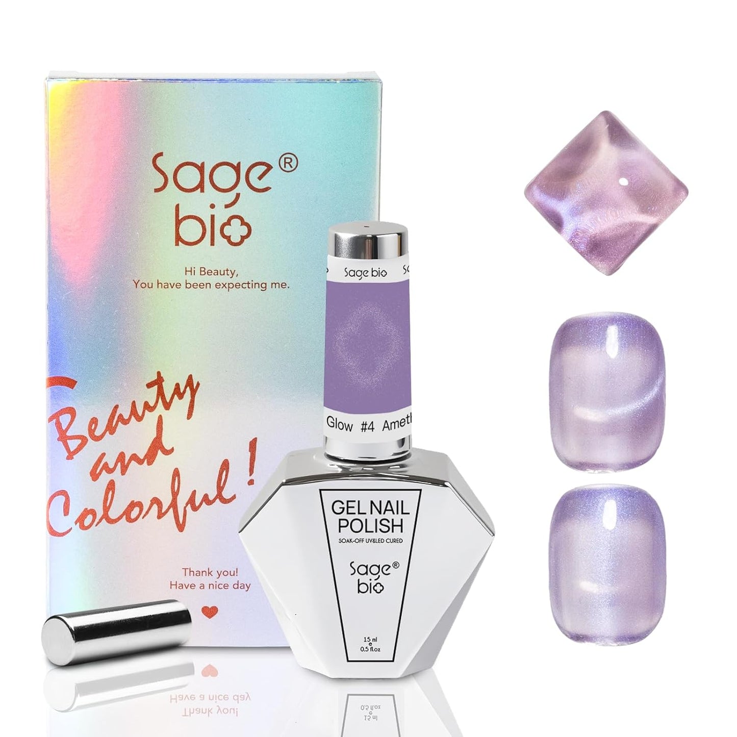 15ml Cat Eye Gel Nail Polish with Magnet Shimmer Glass Bead Effect 12