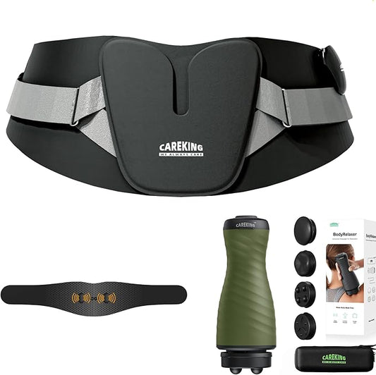 Cordless Heating Belt and Relaxation Massager Set for Pain Relief