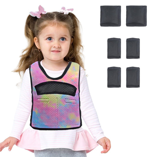 Compression Vest for Kids (Small, Ages 2 to 4) Weighted Vest for Kids Including 6 Removable Weights Rainbow
