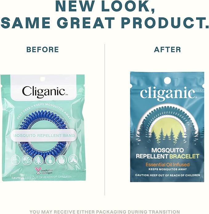 Cliganic 25 Pack Mosquito Repellent Bracelets, DEET-Free Bands, Individually Wrapped (Packaging May Vary)