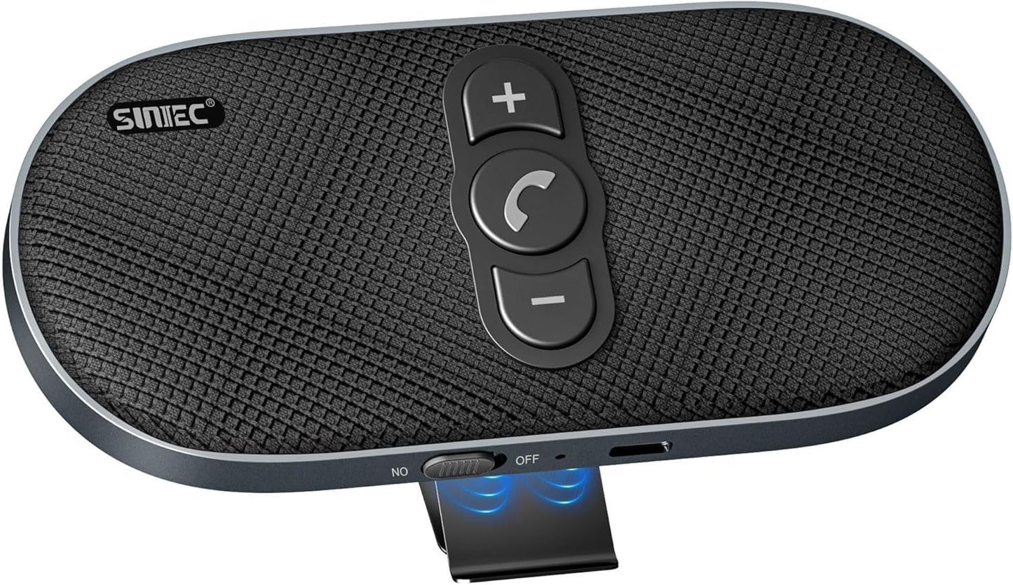 Bluetooth Car Speaker Handsfree Speakerphone: Dual 3W Wireless Car Kit with Visor Clip for Cell Phone - Bluetooth Speaker Support Siri Google Voice Assistant Motion Auto On