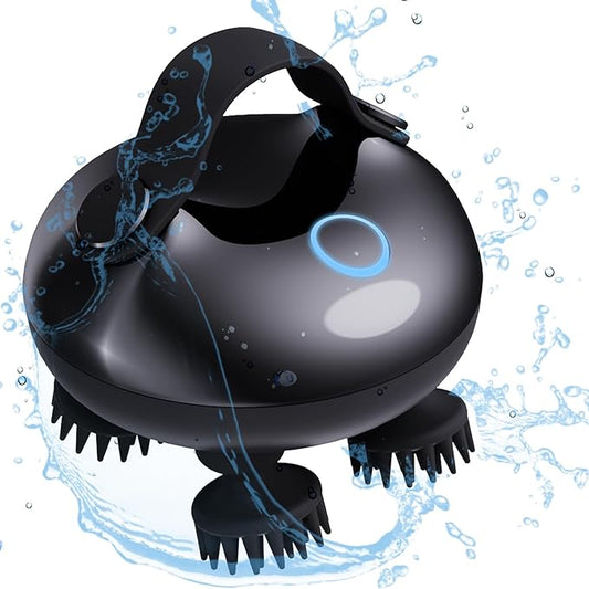 Electric Scalp Massager Hair Growth, IPX7 Waterproof Cordless Hair Scalp Massager Stress Relax, Portable Handheld Head Scratcher for Full Body Massage, Ideal Gifts(Black)