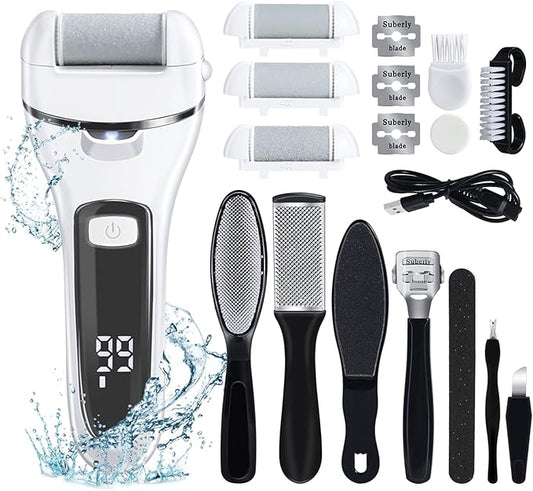 Electric Foot File Hard Skin Remover Callus Dead Skin Pedicure Tools for Feet, Portable Foot Care Kit