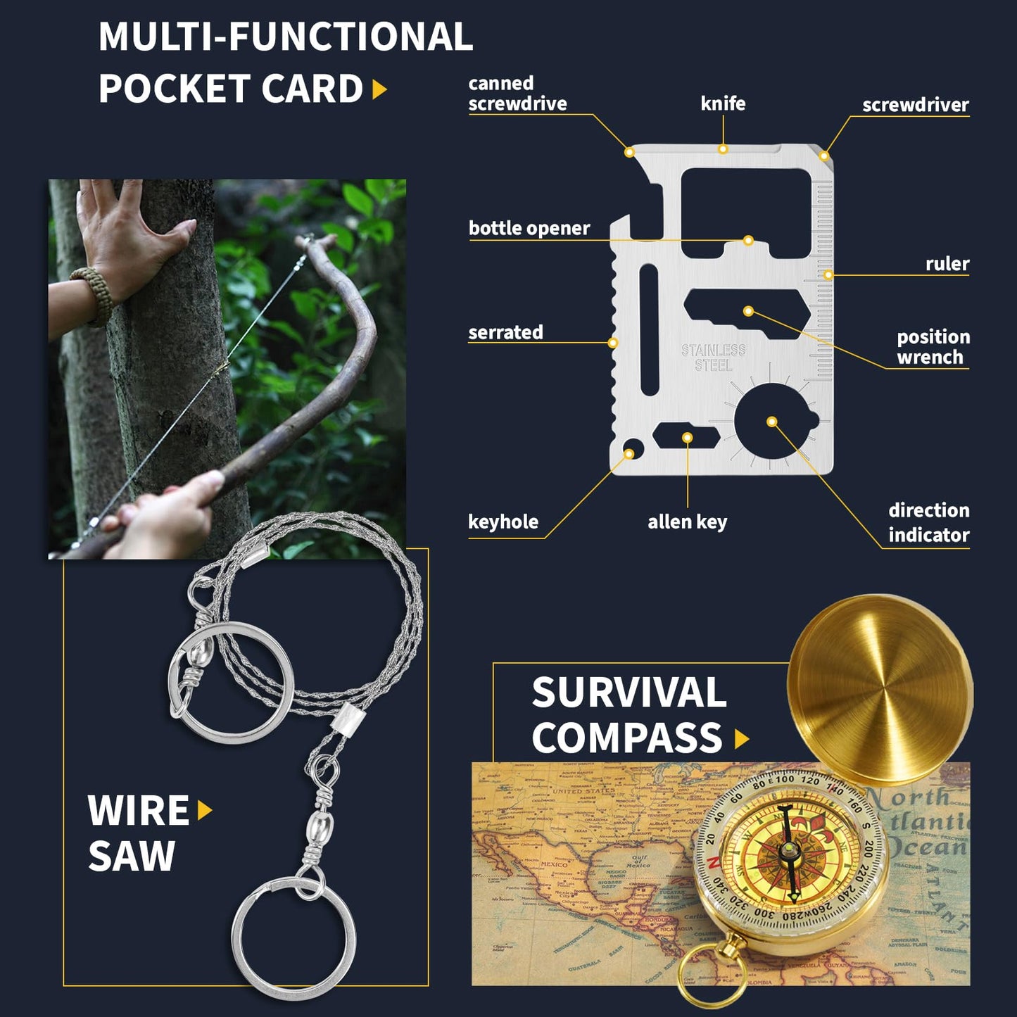 ASTNES Gifts for Men Him Dad, Survival Kits and Equipment 14 Pcs, Christmas Stocking Stuffers, Anniversary Birthday Gifts for Husband Boyfriend Guy, Camping Essentials, Cool Gadgets for Men