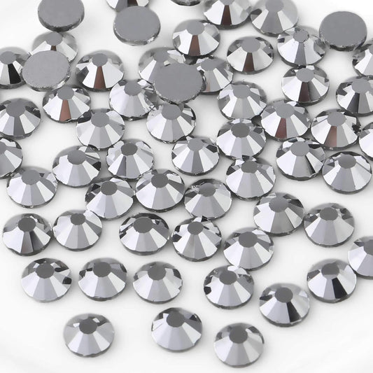 beadsland Flat Back Crystal Rhinestones Round Gems for Nail Art and Craft Glue Fix,Silver Hematite (1.3-1.4mm) SS3/1440pcs