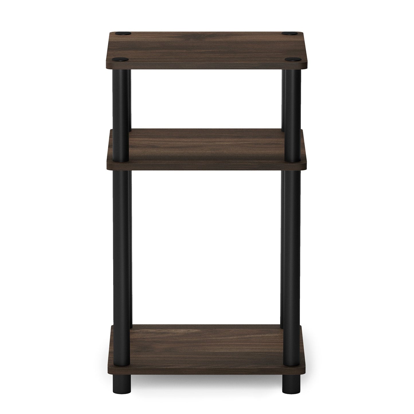 Furinno Just 3-Tier Turn-N-Tube End Table / Side Table / Night Stand / Bedside Table with Plastic Poles, 1-Pack, Columbia Walnut/Black