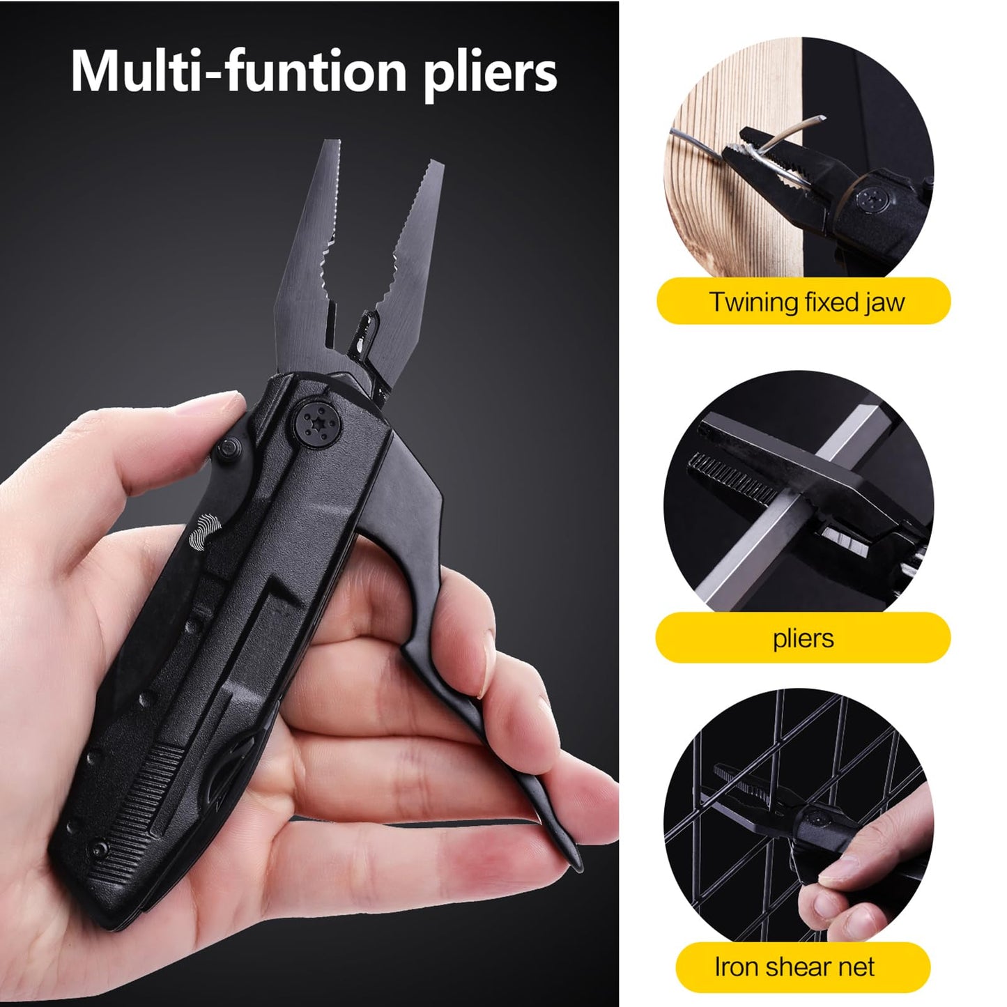 Unutes 14 in 1 Multitool Pocket Knife for Men, Tactical Multi-Tool Plier 9-in-1 screwdriver set with Nylon Sheath for Survival, Camping, Gifts for Dad, Husband