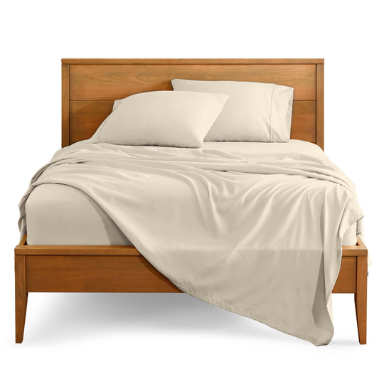 Bare Home Queen Sheet Set - Luxury 1800 Ultra-Soft Microfiber Bed Sheets - Double Brushed - Deep Pockets - Easy Fit - 4 Piece Set - Bedding Sheets & Pillowcases (Queen, Sand)