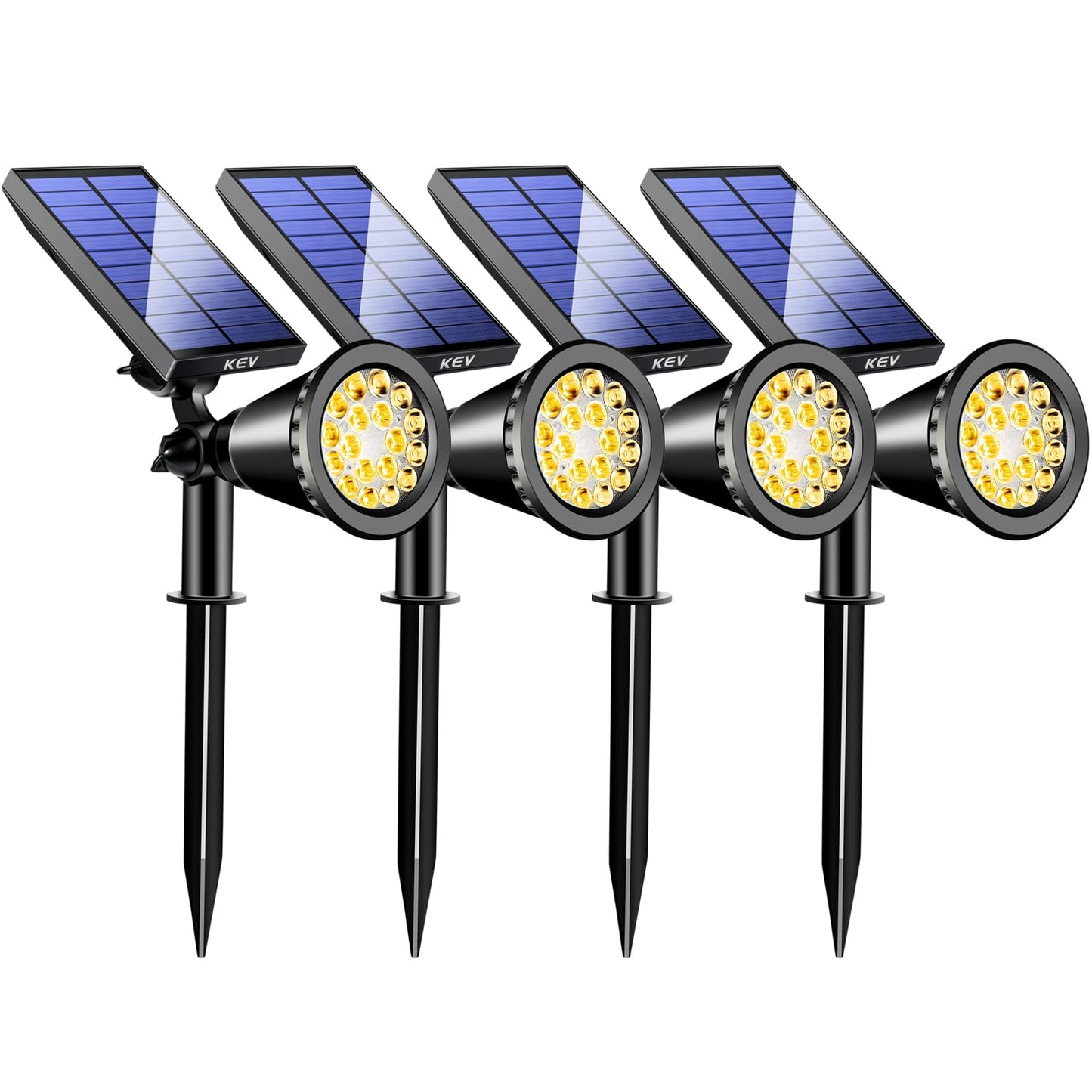 KEV 800 Lumens Solar Spot Lights Outdoor,18 LEDs Solar Flood Lights with 2 Modes &Adjustable &IPX65 Waterproof,Solar Spotlight for Driveway/Backyard/Patio Landscape/Tree/Garage(Cool White, 2 Pack)