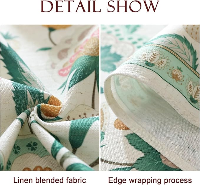 patdrea Designer French Green Table Cloth for Rectangle Table,Vintage Italian Floral Country Linen Extra Long Tablecloth,Decor Cover for Kitchen Dining,Christmas,Thanksgiving,67"x118"-Tree Life